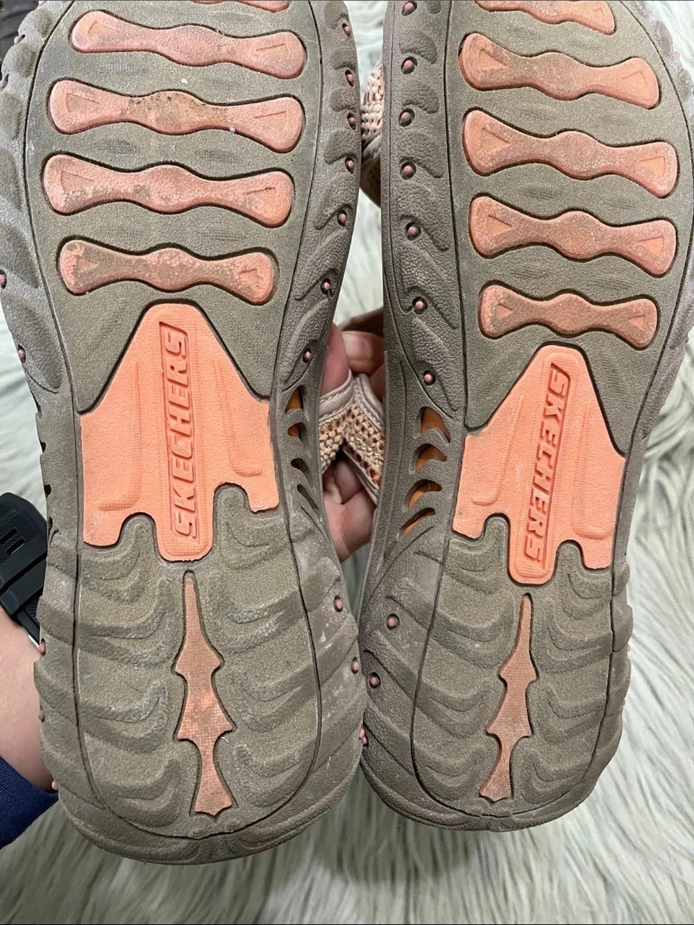 Skechers Women's Blush Pink Slip-On‎ Sandals with Knit Straps